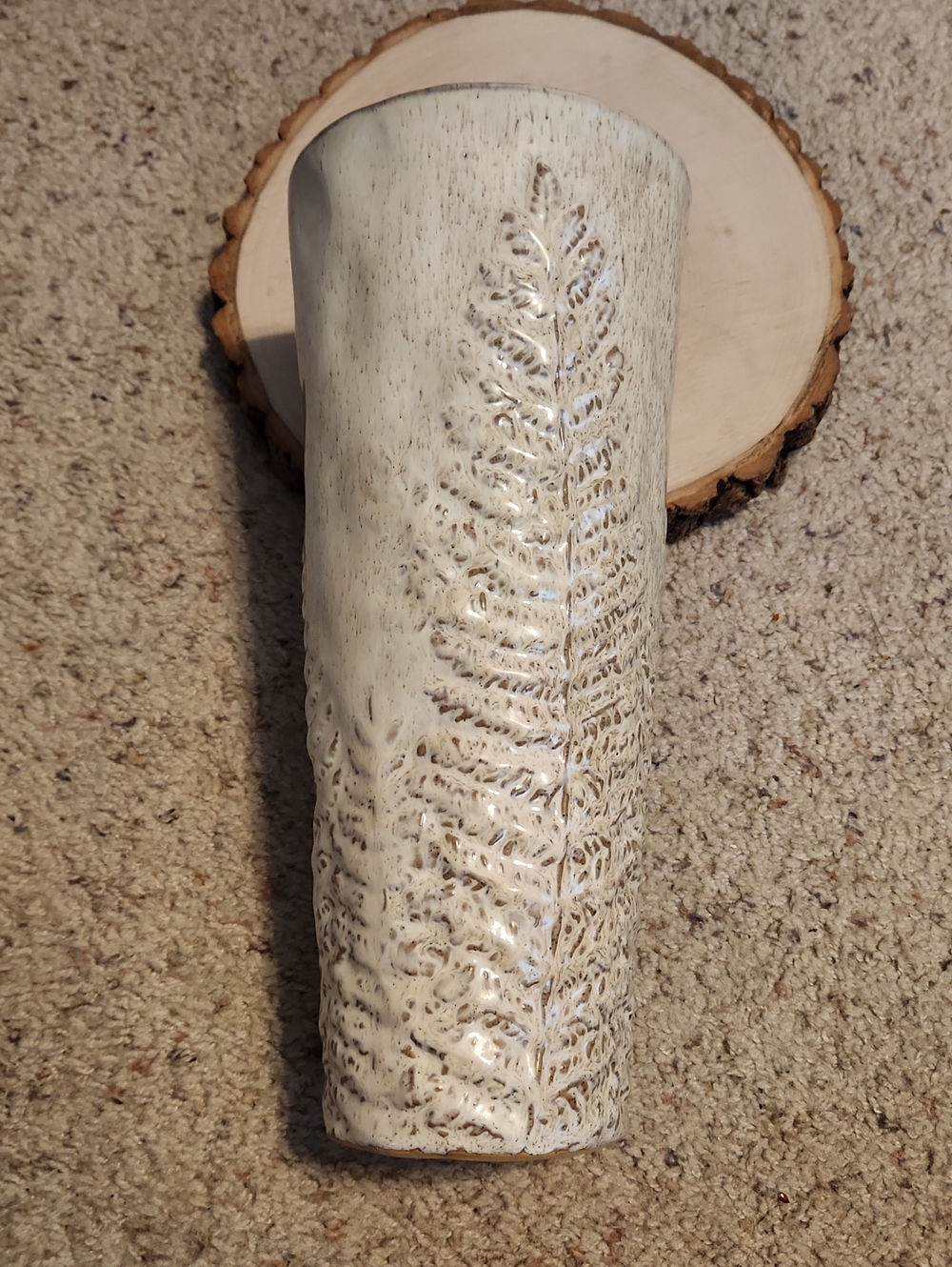 Anthropologie Textured Fern Design Vase 11.5" Tall